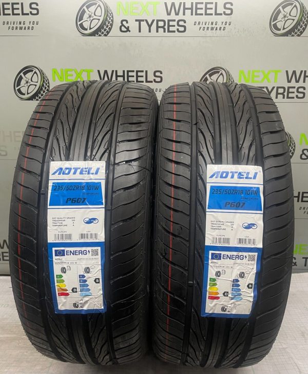 x2 235 50 18 235/50R18 101W AOTELI P607 NEW TYRE M+S *AMAZING RATINGS D B* 2X