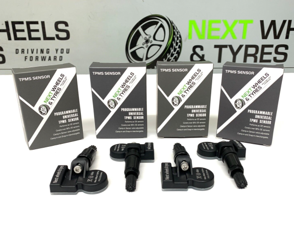 4x TPMS Programmable Universal Tyre Pressure Sensor (Black Metal Valve)