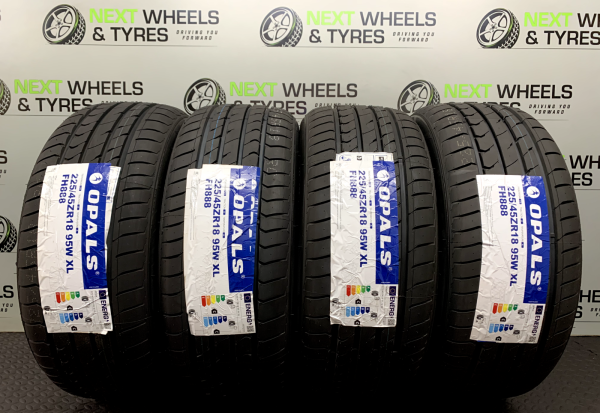 X4 225 45 18 225/45R18 95W M+S OPALS FH888 NEW TYRES AMAZING C C RATING! (Four)